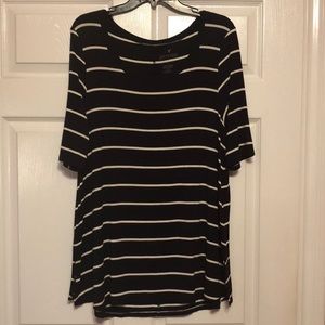 Navy and white striped 3/4 length shirt